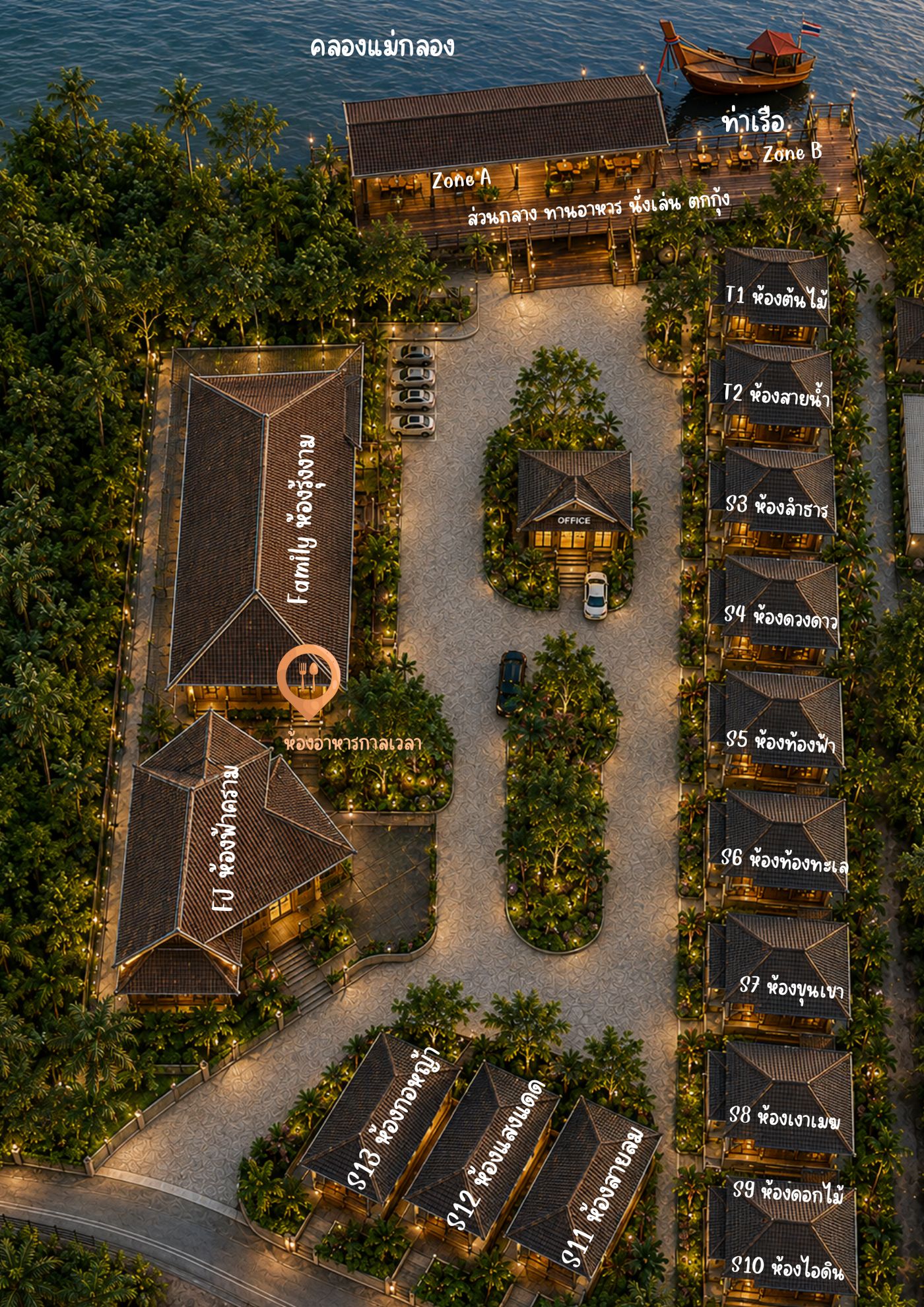 แผนผังธรรมชาติ Reverview Resort ริมคลองแม่กลอง