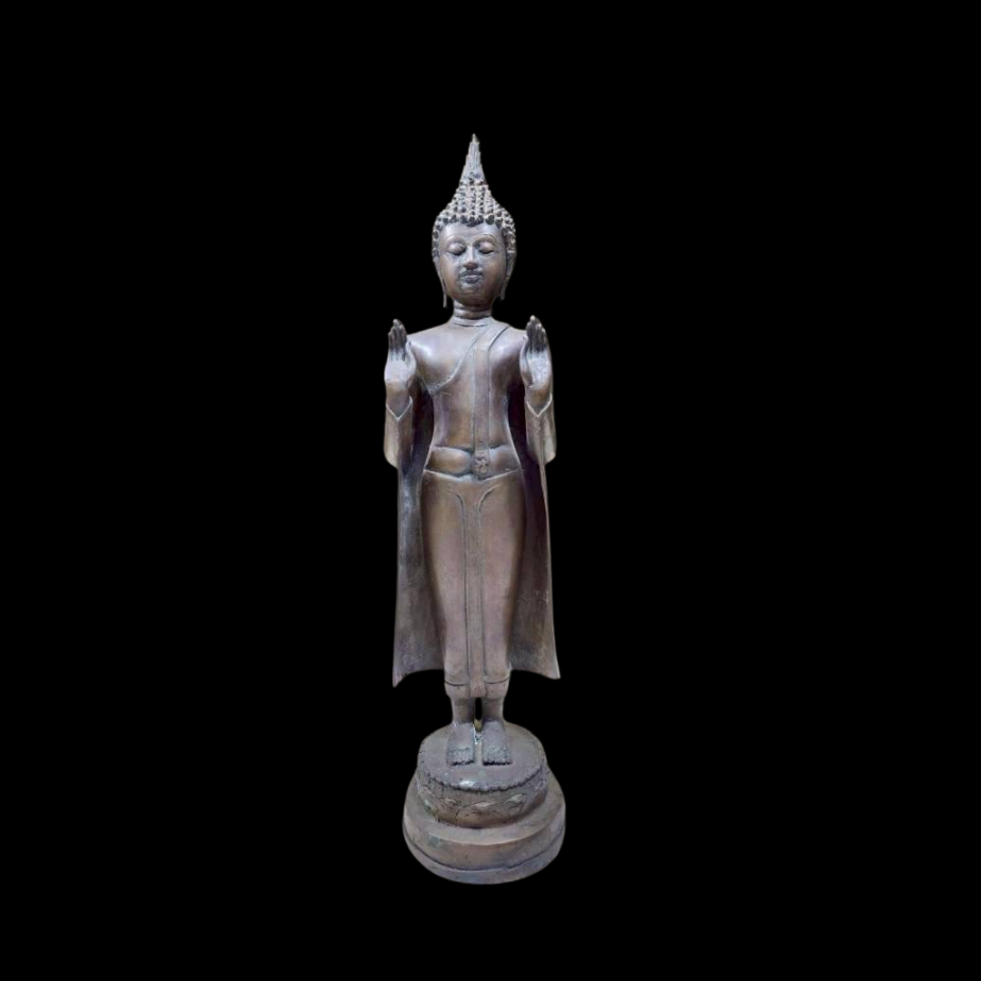 พระพุทธรูปปางห้ามสมุทร สําริด ศิลปะเชียงแสน