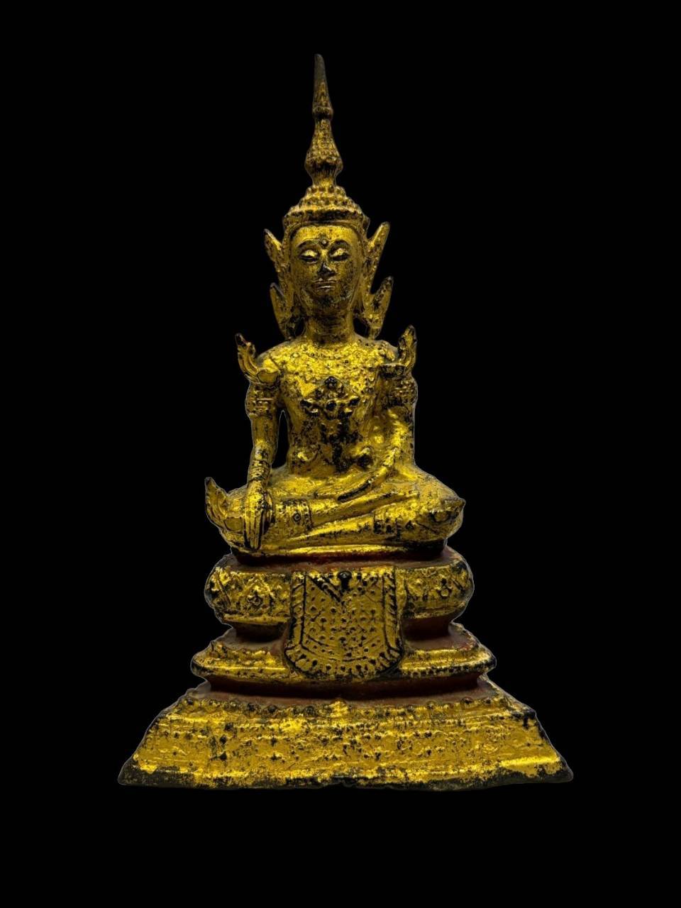 พระพุทธรูปบูชาสมัยรัตนโกสินทร์ (พระรัตนะ) ปางมารวิชัย ทรงเครื่อง ลงรักปิดทอง